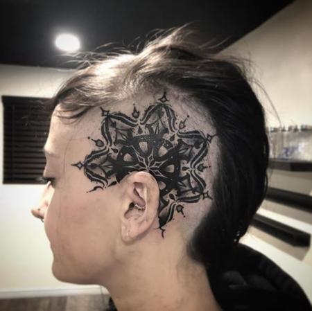 Billy Williams - Dark Mandala Tattoo on Head